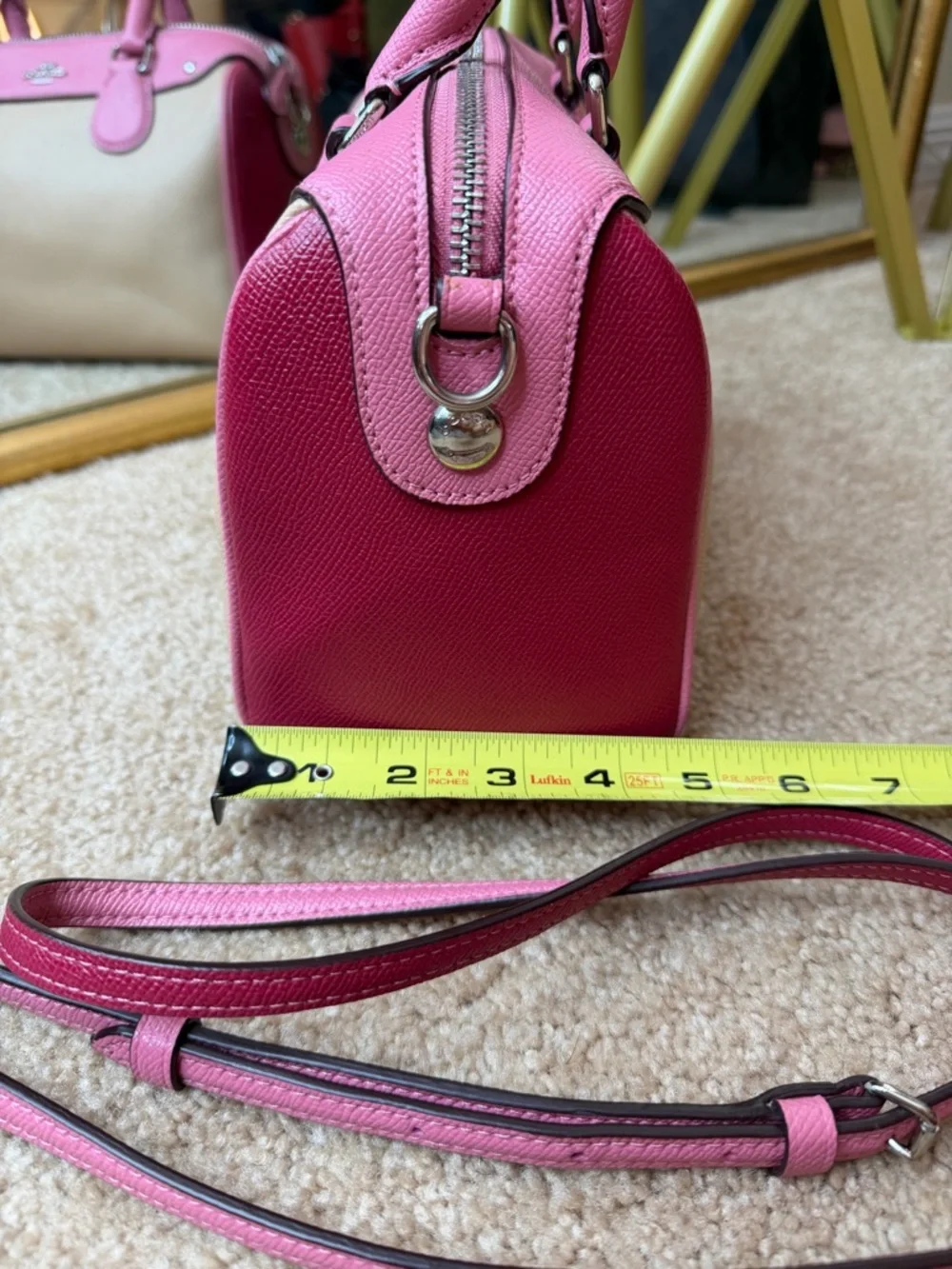 Coach Mini Bennett Satchel Pink Beige Crossbody Bag Colorblock Leather ๐ ๐ - Picture 5 of 16